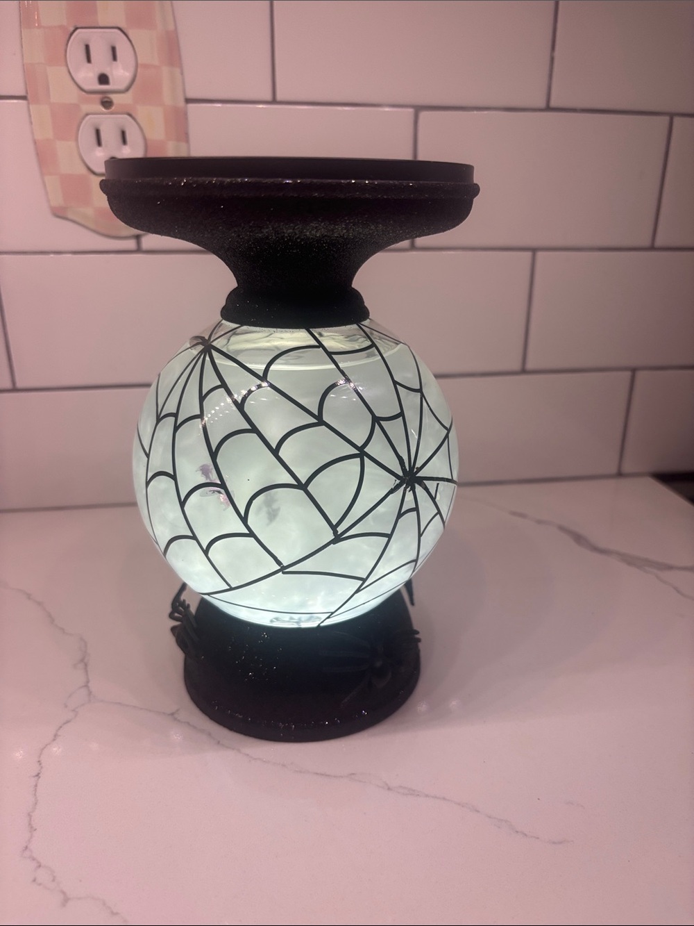 Bath & Body Works 2020 Halloween Bat Water Globe Candle Pedestal Holder - Picture 6 of 11